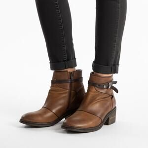 A.S. 98 Yaron Burnished Brown Leather Moto Ankle Heel Boots Size 7